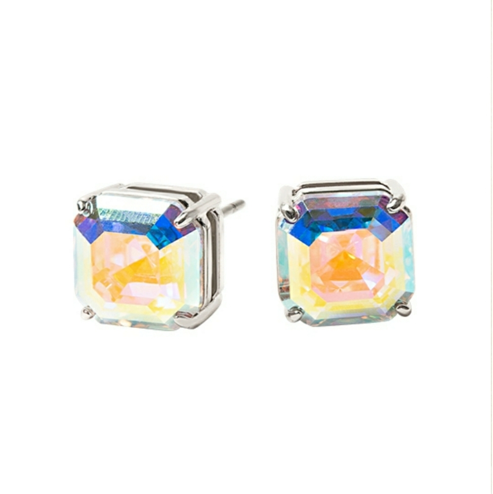 SILVER IMPERIAL STUD EARRINGS WITH CRYSTAL AB